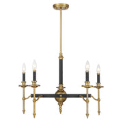 Savoy House 1-9511-5-143 Five Light Chandelier, Matte Black/Warm Brass