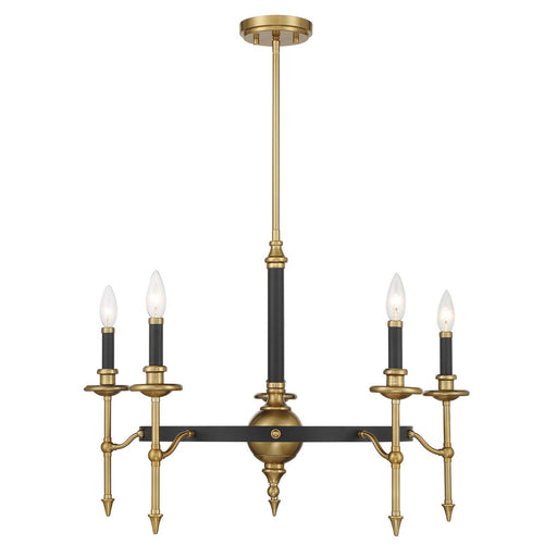 Savoy House 1-9511-5-143 Five Light Chandelier, Matte Black/Warm Brass