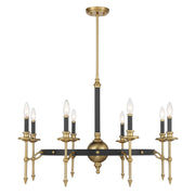 Savoy House 1-9512-8-143 Eight Light Chandelier, Matte Black/Warm Brass