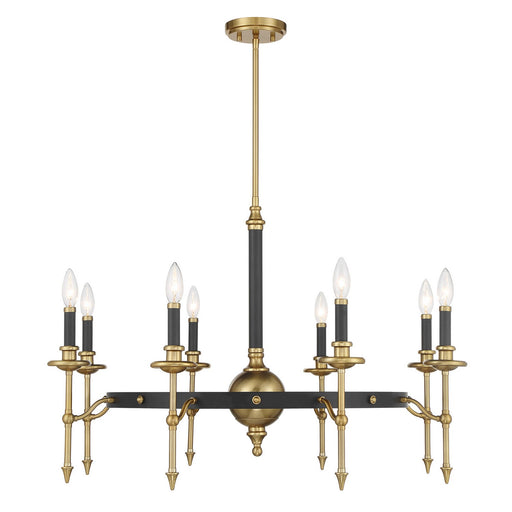 Savoy House 1-9512-8-143 Eight Light Chandelier, Matte Black/Warm Brass