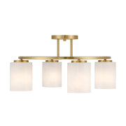 Savoy House 6-4693-4-322 Four Light Semi-Flush Mount, Warm Brass