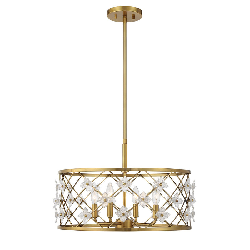 Savoy House 6-8410-4-322 Four Light Convertible Semi-Flush /Pendant, Warm Brass