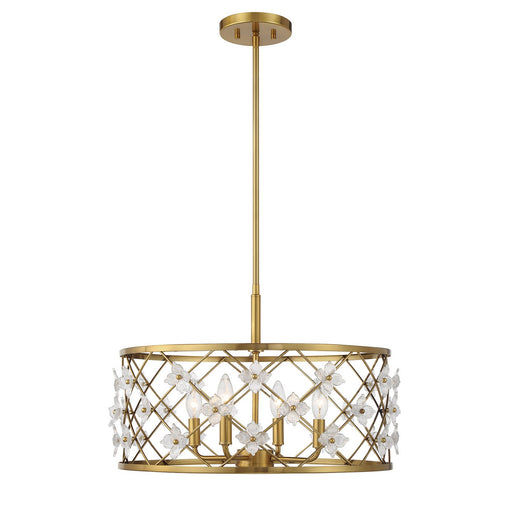 Savoy House 6-8410-4-322 Four Light Convertible Semi-Flush /Pendant, Warm Brass
