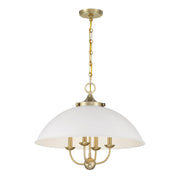 Savoy House 7-1725-4-142 Four Light Pendant, White/Warm Brass