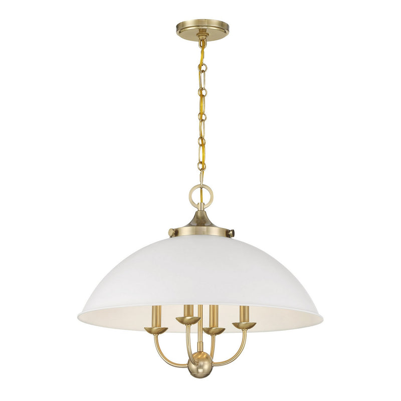 Savoy House 7-1725-4-142 Four Light Pendant, White/Warm Brass