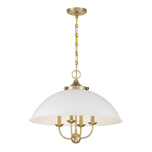 Savoy House 7-1725-4-142 Four Light Pendant, White/Warm Brass