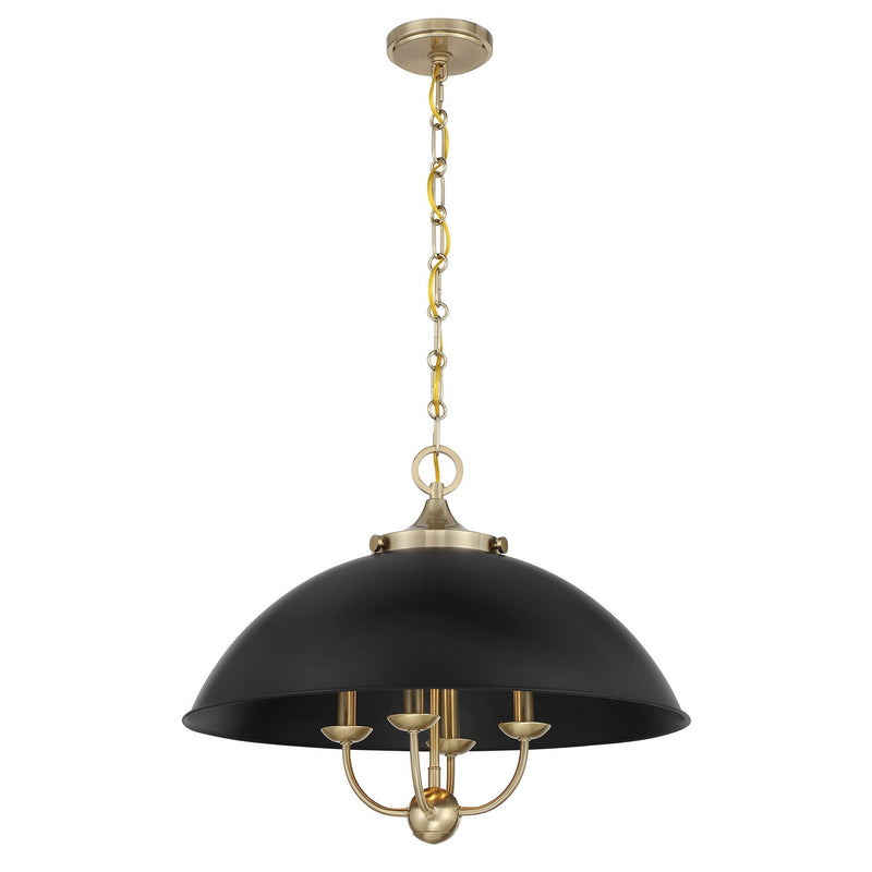 Savoy House 7-1725-4-143 Four Light Pendant, Matte Black/Warm Brass