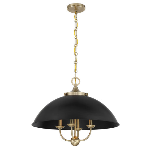 Savoy House 7-1725-4-143 Four Light Pendant, Matte Black/Warm Brass