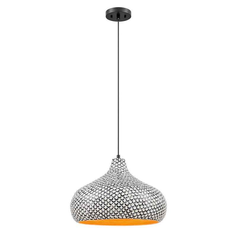 Savoy House 7-3095-1-201 One Light Pendant, Black/White Shell