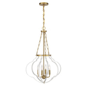 Savoy House 7-4866-4-142 Four Light Pendant, White/Warm Brass