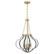 Savoy House 7-4866-4-143 Four Light Pendant, Matte Black/Warm Brass
