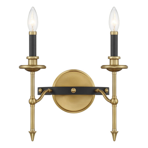 Savoy House 9-9510-2-143 Two Light Wall Sconce, Matte Black/Warm Brass