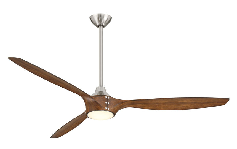 Minka-Aire F762L-BN/DK 65"Ceiling Fan, Brushed Nickel With Distressed Koa Blades