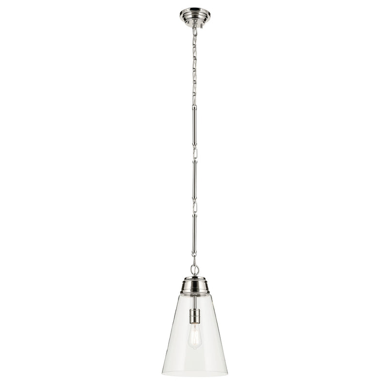 Kichler 52661PNCLR One Light Pendant, Polished Nickel