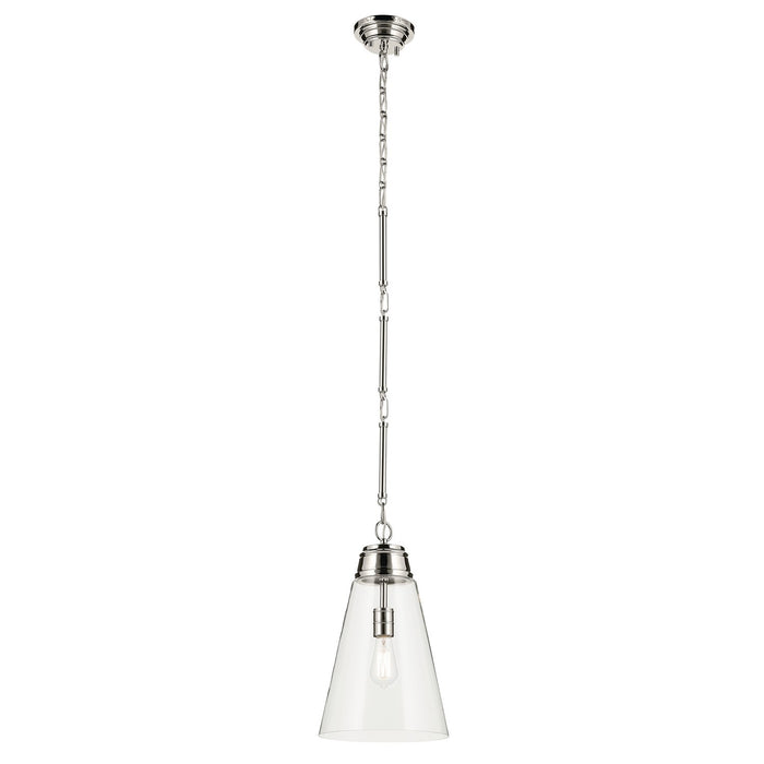 Kichler 52661PNCLR One Light Pendant, Polished Nickel