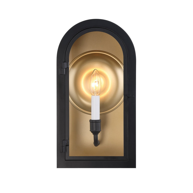 Savoy House 5-410-331 One Light Outdoor Wall Lantern, Matte Black w/Vintage Gold