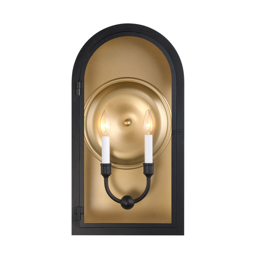 Savoy House 5-412-331 Two Light Outdoor Wall Lantern, Matte Black w/Vintage Gold