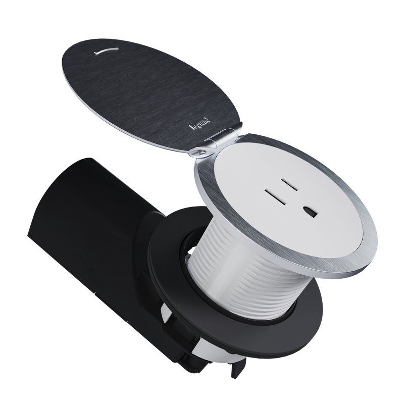 Kitchen Countertop Outlet, UL 498 Sink-Safe Installation with Lid