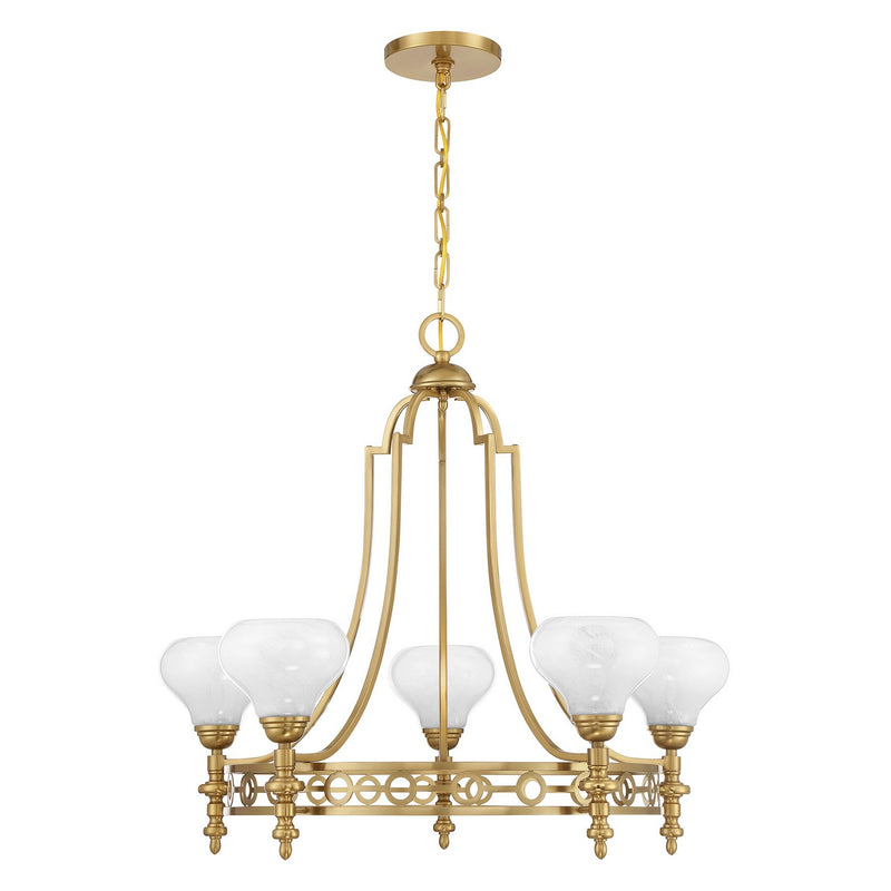 Savoy House 1-1606-5-322 Five Light Chandelier, Warm Brass