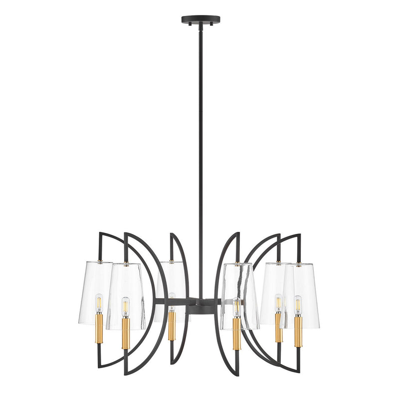 Savoy House 1-7168-6-143 Six Light Chandelier, Matte Black/Warm Brass