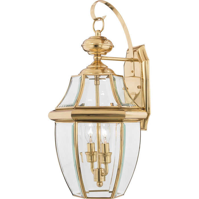 Quoizel NY8317B Newbury Two Light Outdoor Wall Lantern, Polished Brass Main Image.jpg