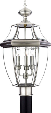 Quoizel NY9043P Newbury Three Light Outdoor Post Lantern, Pewter Main Image.jpg