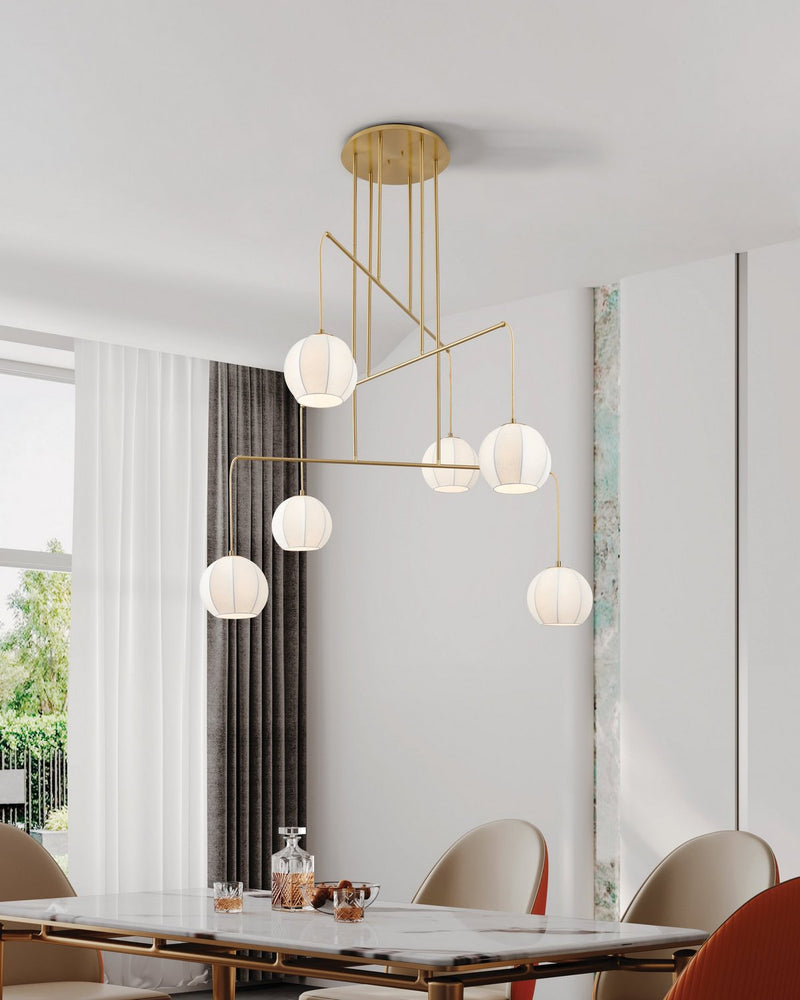 Thesis 206927A Six Light Chandelier, Brushed Gold (4)