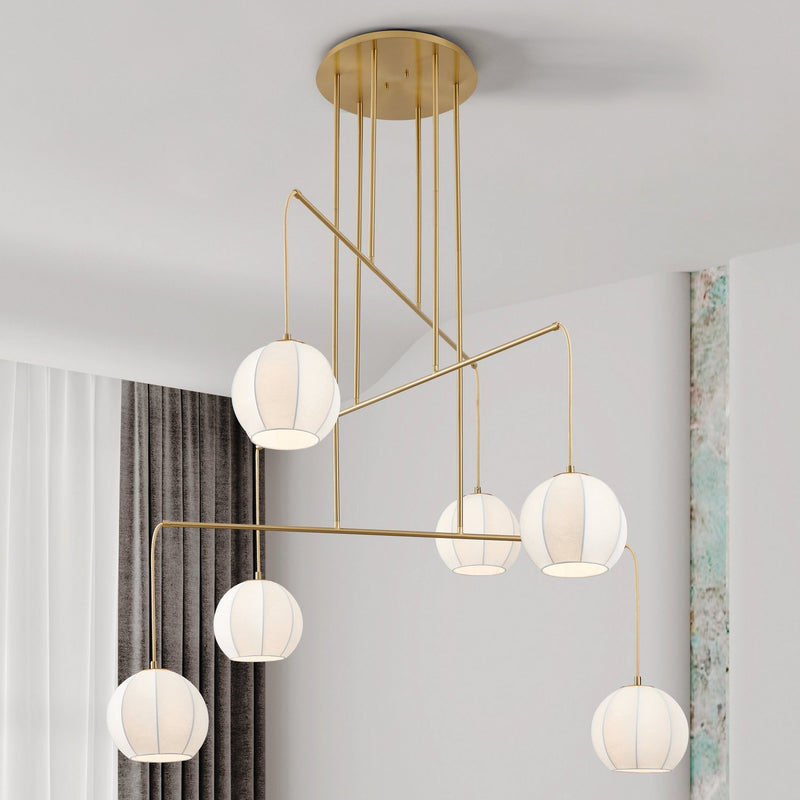 Thesis 206927A Six Light Chandelier, Brushed Gold (5)