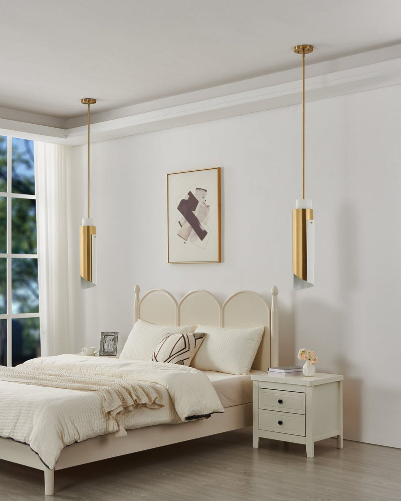 Thesis 206929A One Light Pendant, Brushed Gold, Matte White (3)