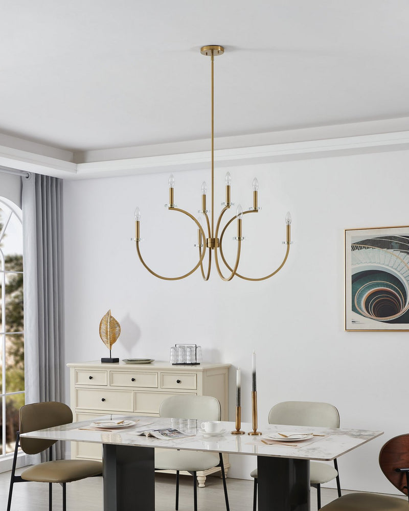 Thesis 206933A Eight Light Chandelier, Brushed Gold, Clear (4)