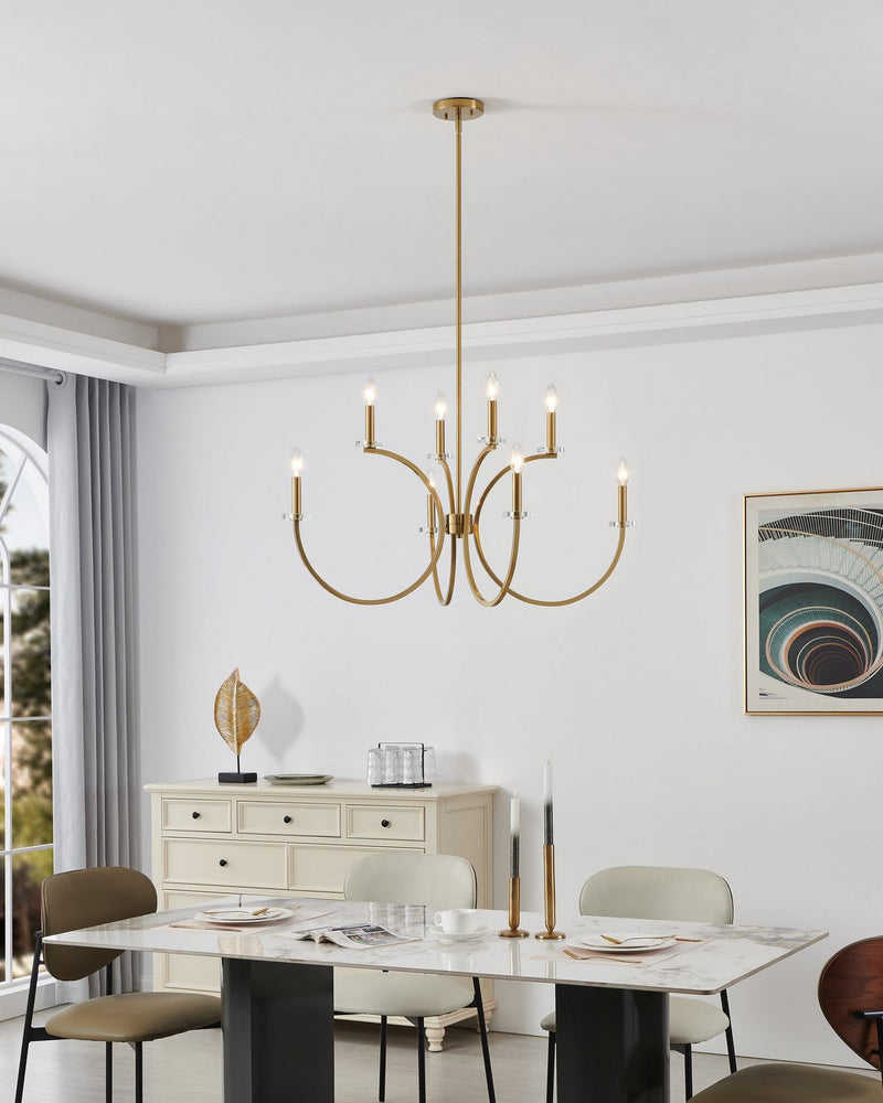 Thesis 206933A Eight Light Chandelier, Brushed Gold, Clear (5)