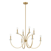 Thesis 206933A Eight Light Chandelier, Brushed Gold, Clear