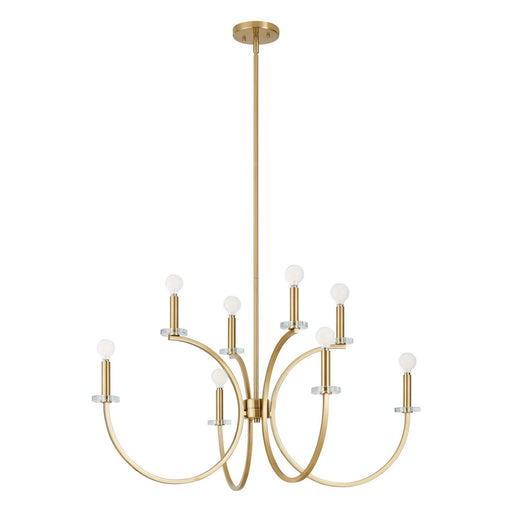 Thesis 206933A Eight Light Chandelier, Brushed Gold, Clear