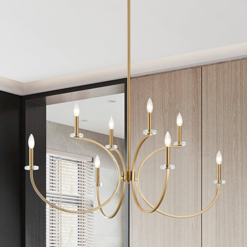 Thesis 206935A Eight Light Chandelier, Brushed Gold, Clear (2)