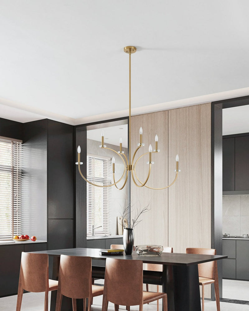 Thesis 206935A Eight Light Chandelier, Brushed Gold, Clear (4)