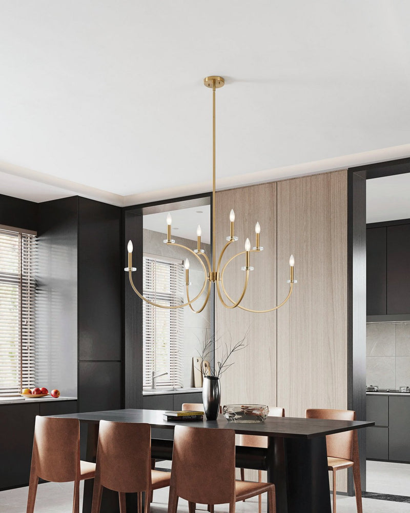 Thesis 206935A Eight Light Chandelier, Brushed Gold, Clear (5)