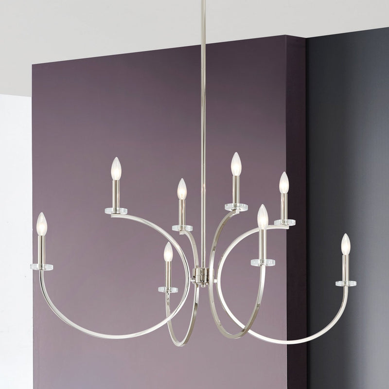 Thesis 206936A Eight Light Chandelier, Polished Nickel, Clear (2)