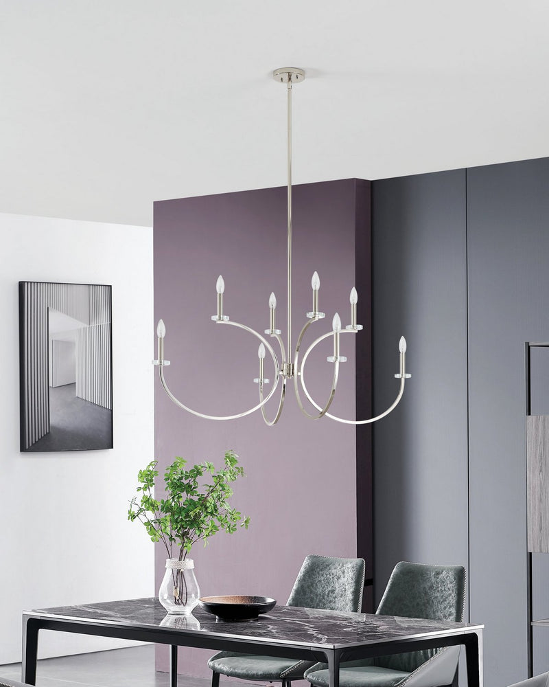 Thesis 206936A Eight Light Chandelier, Polished Nickel, Clear (3)