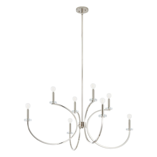 Thesis 206936A Eight Light Chandelier, Polished Nickel, Clear