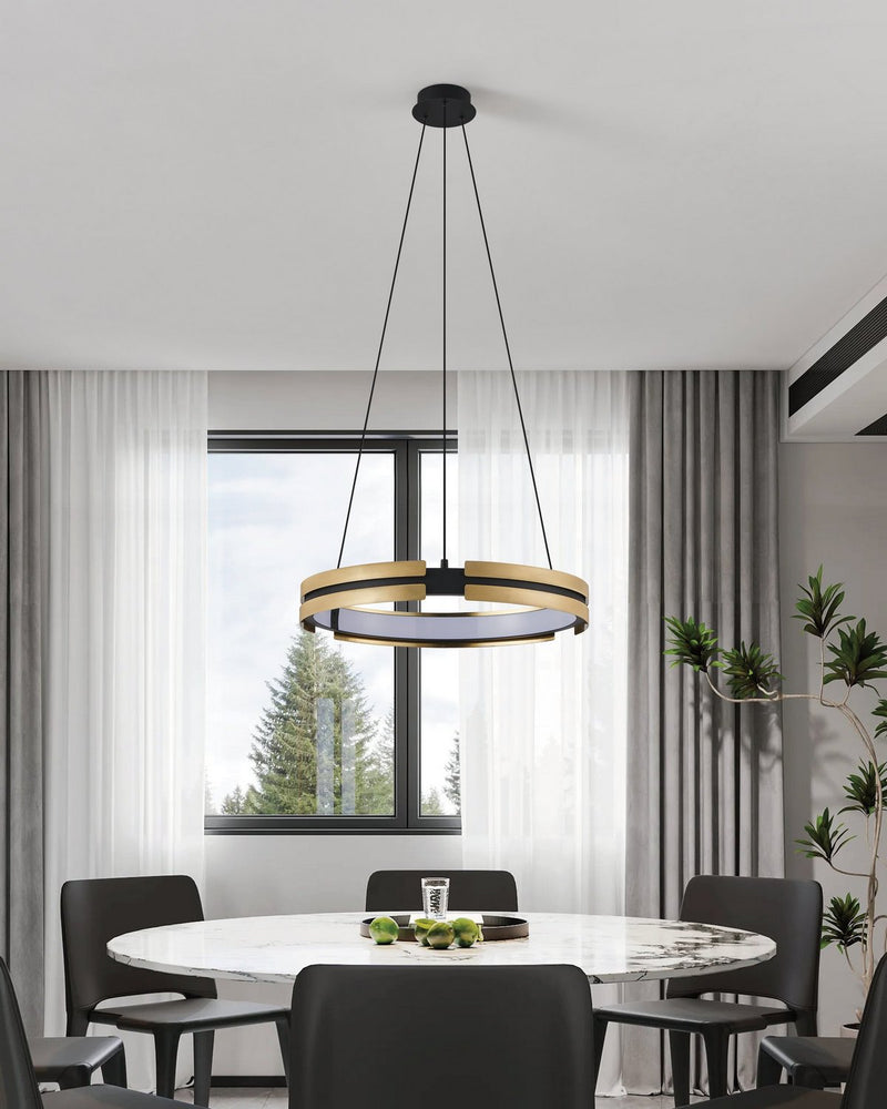 Thesis 206937A LED Pendant, Matte Black/Brushed Gold (3)