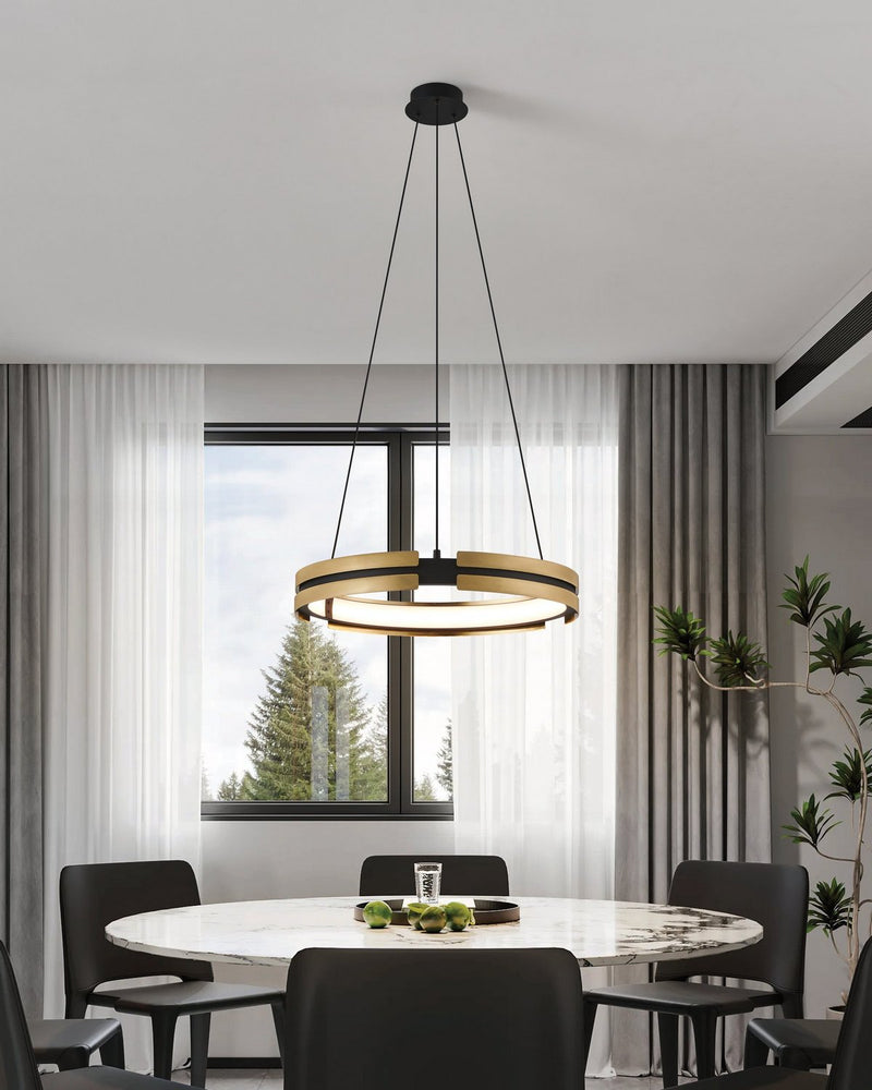 Thesis 206937A LED Pendant, Matte Black/Brushed Gold (4)