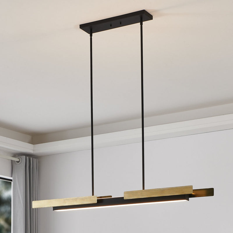 Thesis 206938A LED Linear Pendant, Matte Black/Brushed Gold (2)