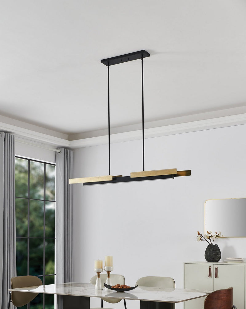 Thesis 206938A LED Linear Pendant, Matte Black/Brushed Gold (5)