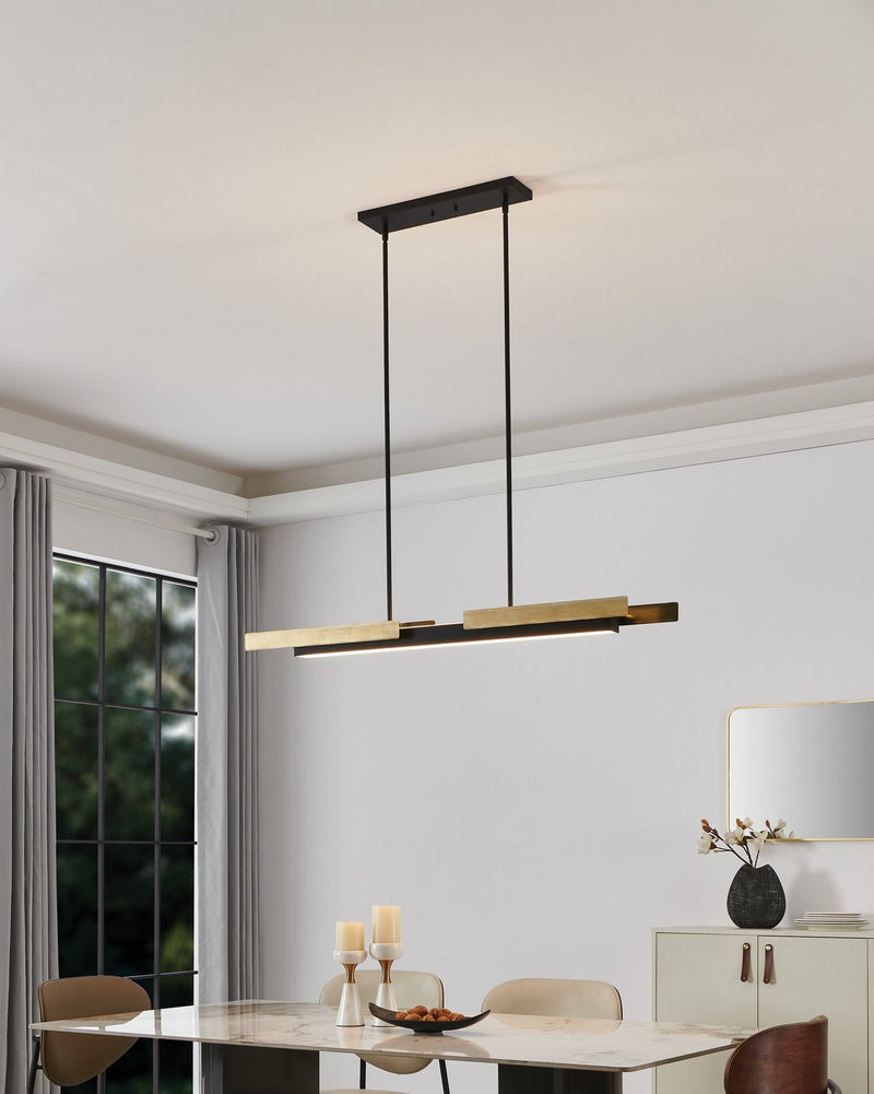 Thesis 206938A LED Linear Pendant, Matte Black/Brushed Gold (6)