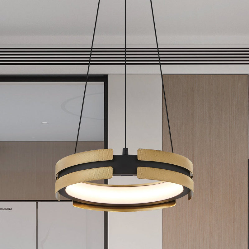 Thesis 206939A LED Pendant, Matte Black/Brushed Gold (2)