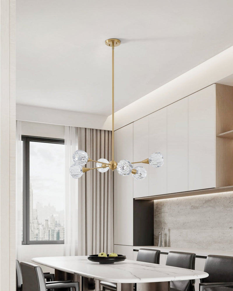 Thesis 206941A Six Light Pendant, Brushed Gold (5)