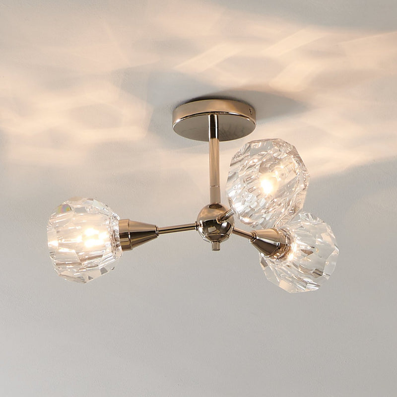 Thesis 206946A Three Light Semi-Flush Mount, Polished Nickel (2)