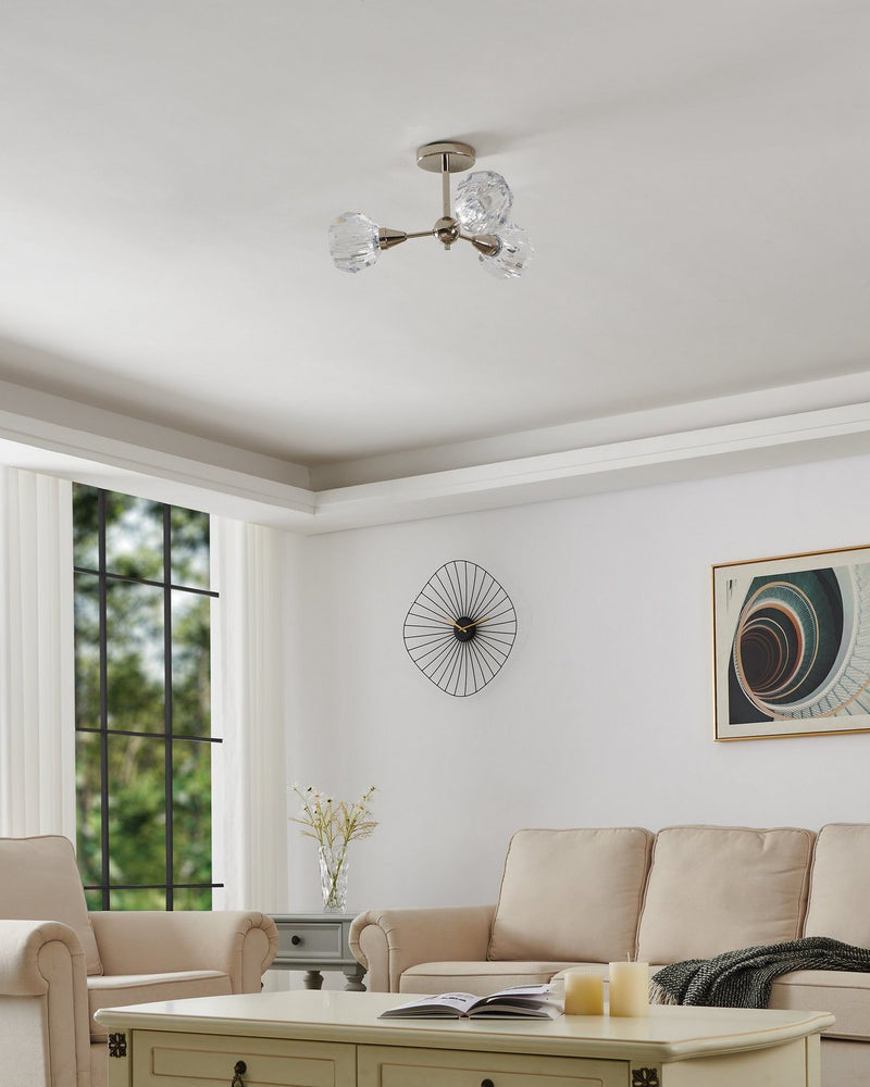 Thesis 206946A Three Light Semi-Flush Mount, Polished Nickel (3)