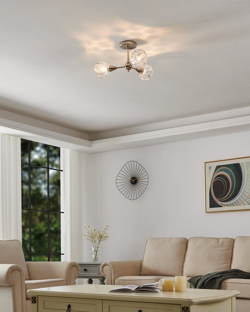 Thesis 206946A Three Light Semi-Flush Mount, Polished Nickel (4)