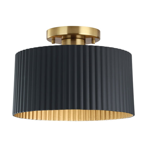 Thesis 206962A One Light Semi-Flush Mount, Brushed Gold, Matte Black